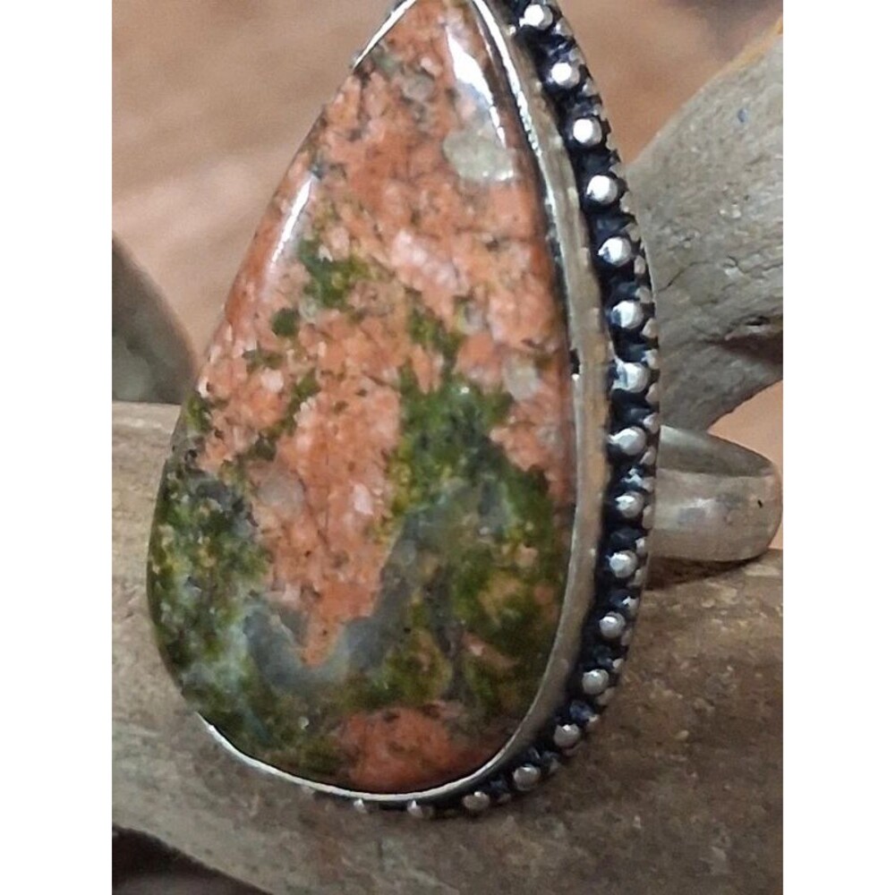 Size 8 unakite boho ring southwestern earthy